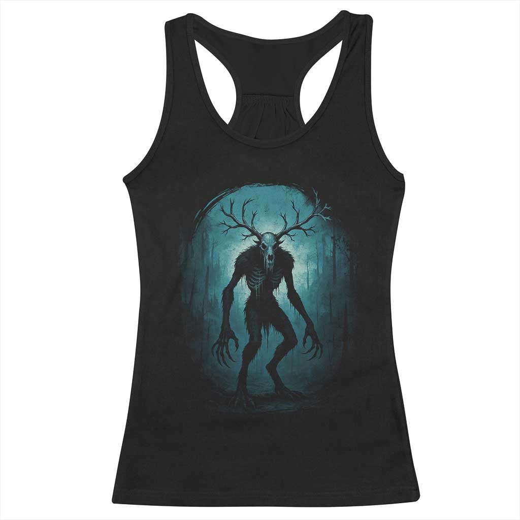Wendigo Monster Skinwalker Mythical Cryptid Dark Forest Racerback Tank Top - Wonder Print Shop