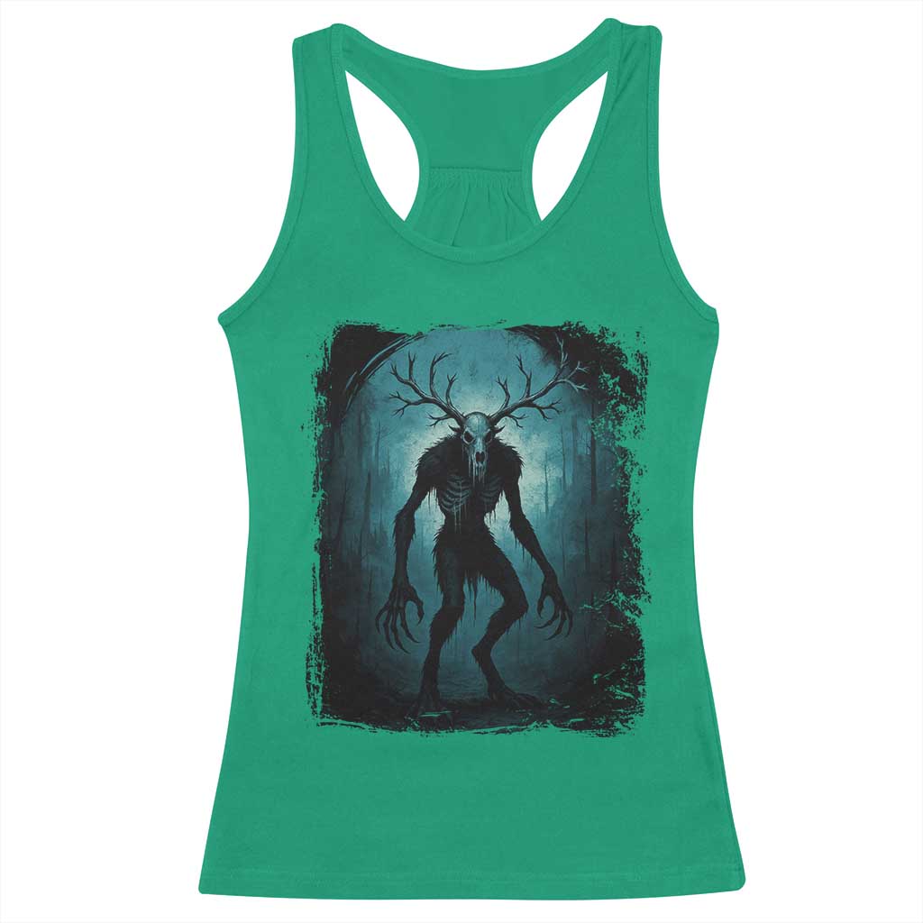 Wendigo Monster Skinwalker Mythical Cryptid Dark Forest Racerback Tank Top - Wonder Print Shop