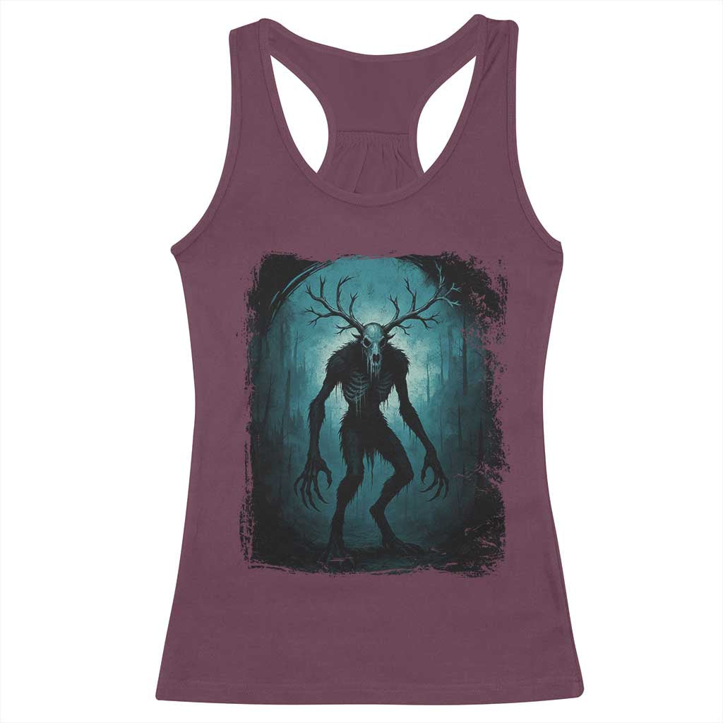 Wendigo Monster Skinwalker Mythical Cryptid Dark Forest Racerback Tank Top - Wonder Print Shop