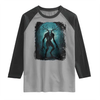 Wendigo Monster Skinwalker Mythical Cryptid Dark Forest Raglan Shirt - Wonder Print Shop