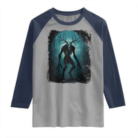 Wendigo Monster Skinwalker Mythical Cryptid Dark Forest Raglan Shirt - Wonder Print Shop