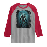 Wendigo Monster Skinwalker Mythical Cryptid Dark Forest Raglan Shirt - Wonder Print Shop