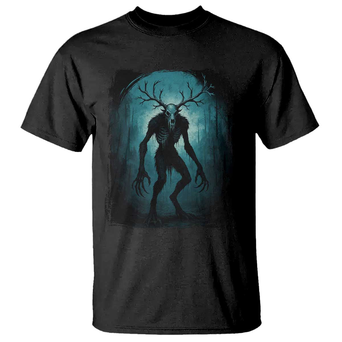 Wendigo Monster Skinwalker Mythical Cryptid Dark Forest T Shirt - Wonder Print Shop