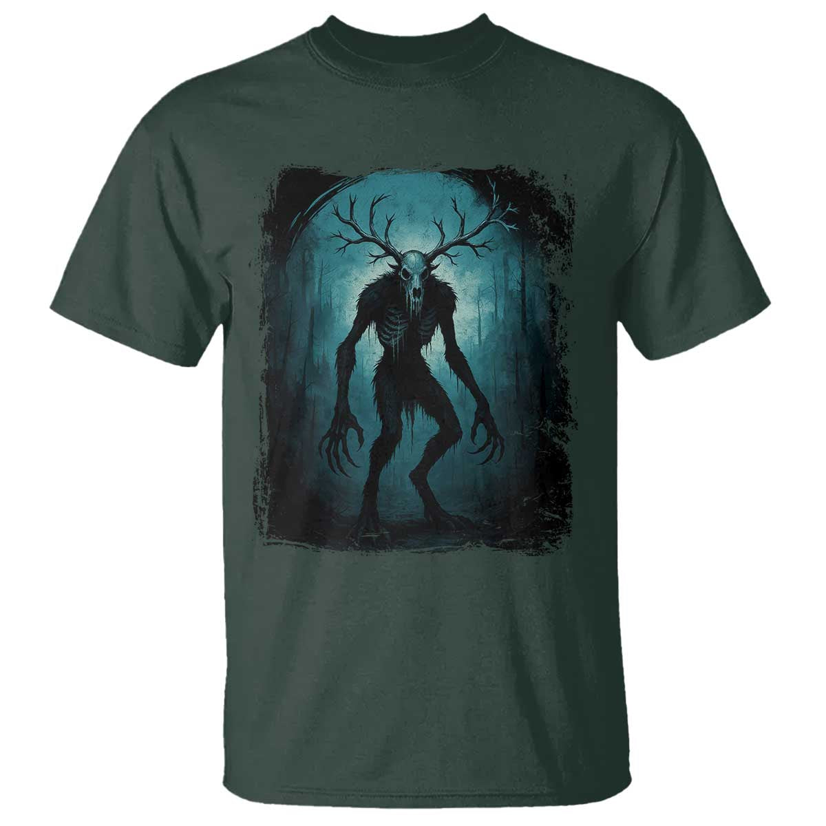 Wendigo Monster Skinwalker Mythical Cryptid Dark Forest T Shirt - Wonder Print Shop