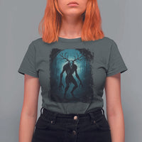 Wendigo Monster Skinwalker Mythical Cryptid Dark Forest T Shirt For Women - Wonder Print Shop