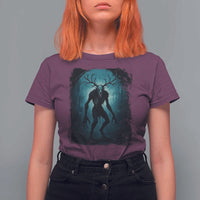 Wendigo Monster Skinwalker Mythical Cryptid Dark Forest T Shirt For Women - Wonder Print Shop