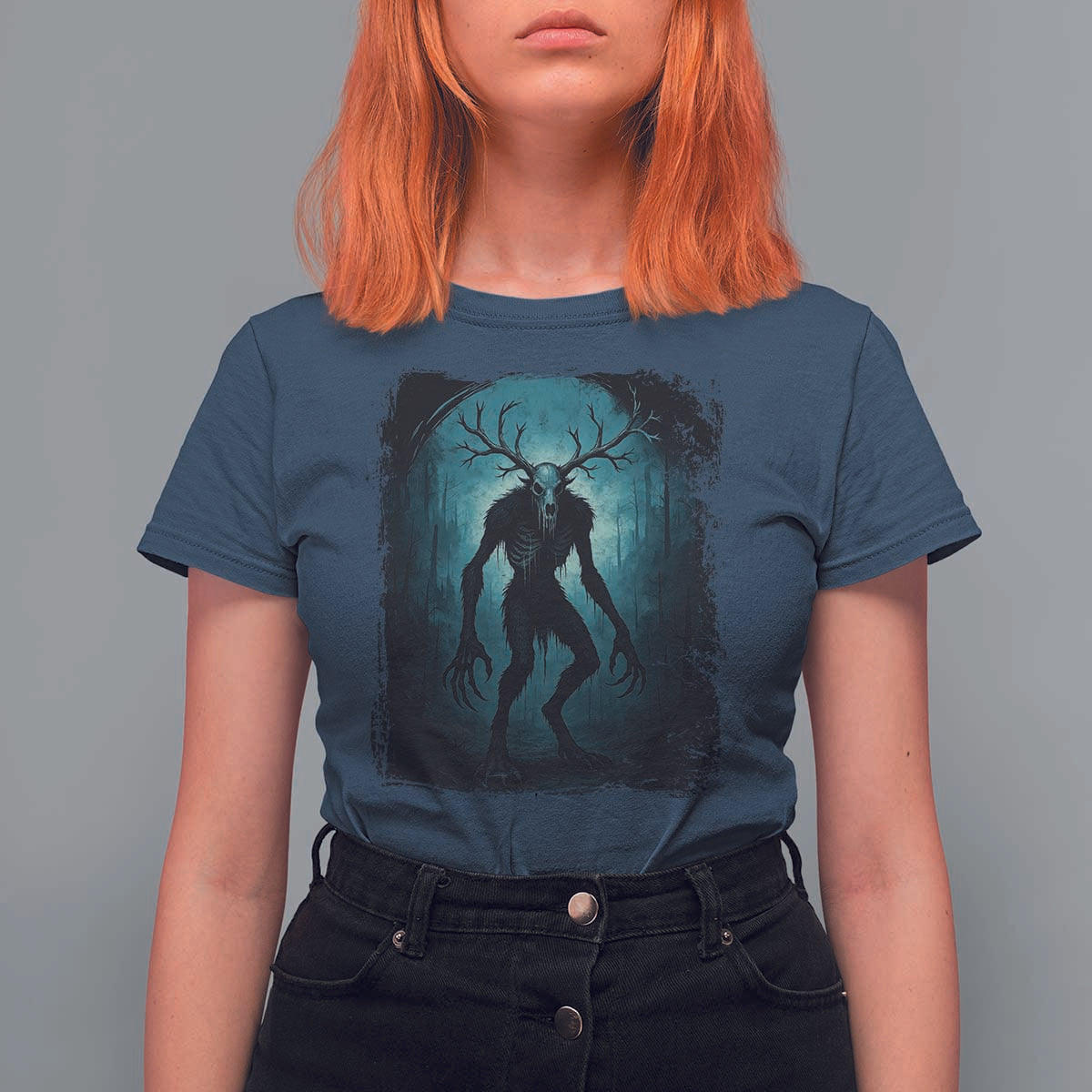 Wendigo Monster Skinwalker Mythical Cryptid Dark Forest T Shirt For Women - Wonder Print Shop