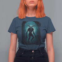 Wendigo Monster Skinwalker Mythical Cryptid Dark Forest T Shirt For Women - Wonder Print Shop