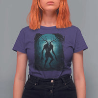 Wendigo Monster Skinwalker Mythical Cryptid Dark Forest T Shirt For Women - Wonder Print Shop