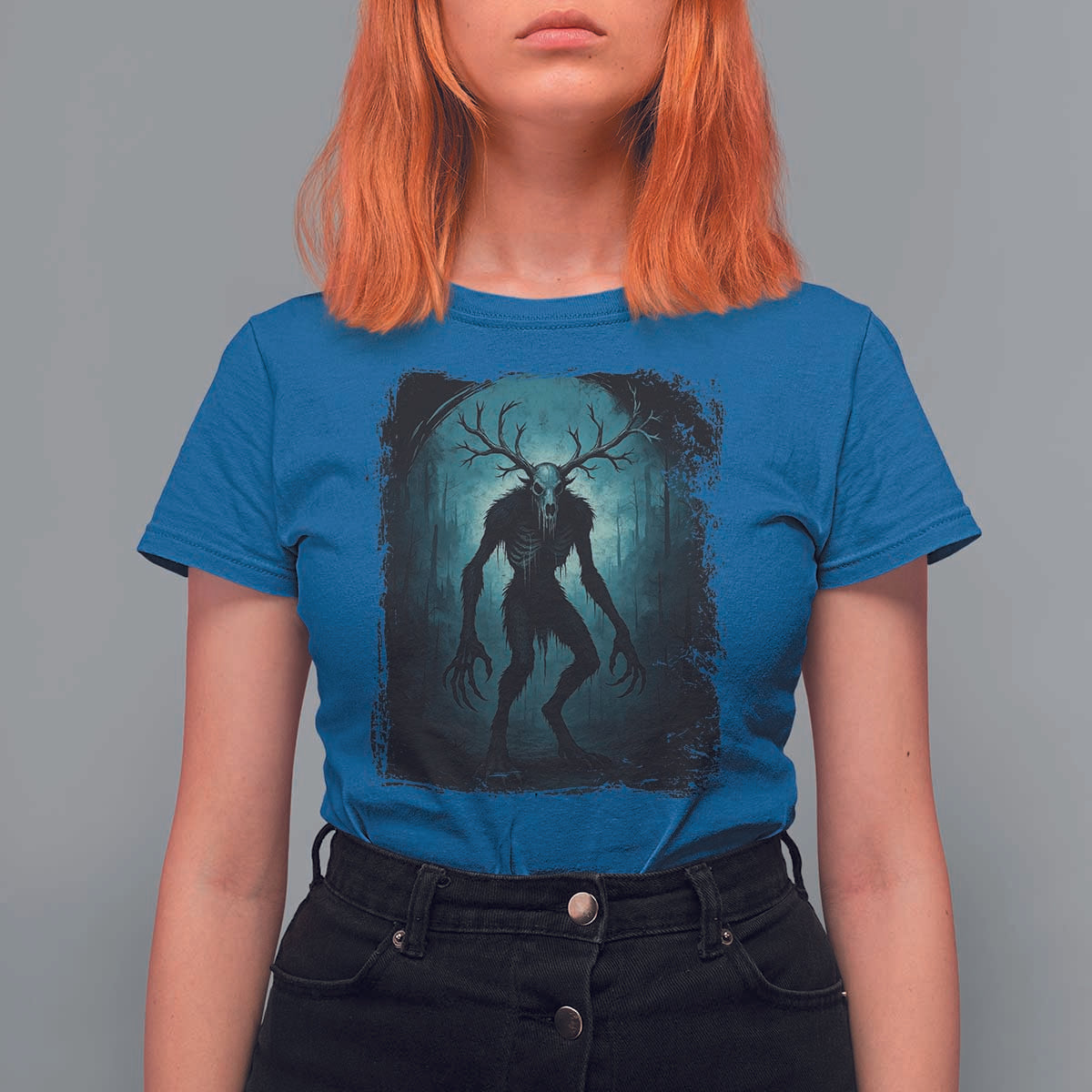 Wendigo Monster Skinwalker Mythical Cryptid Dark Forest T Shirt For Women - Wonder Print Shop