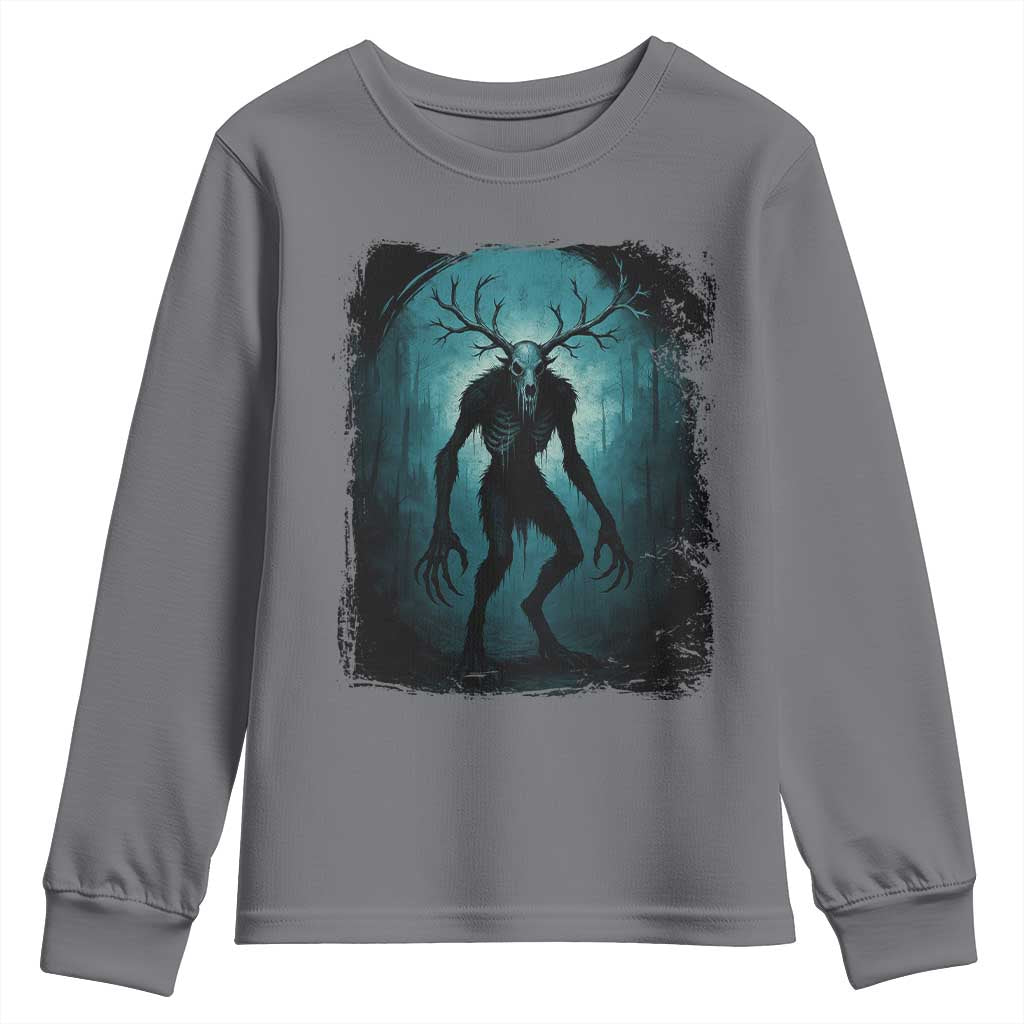 Wendigo Monster Skinwalker Mythical Cryptid Dark Forest Youth Sweatshirt - Wonder Print Shop
