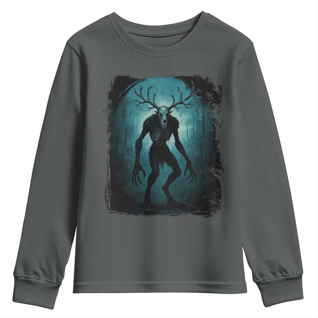 Wendigo Monster Skinwalker Mythical Cryptid Dark Forest Youth Sweatshirt - Wonder Print Shop