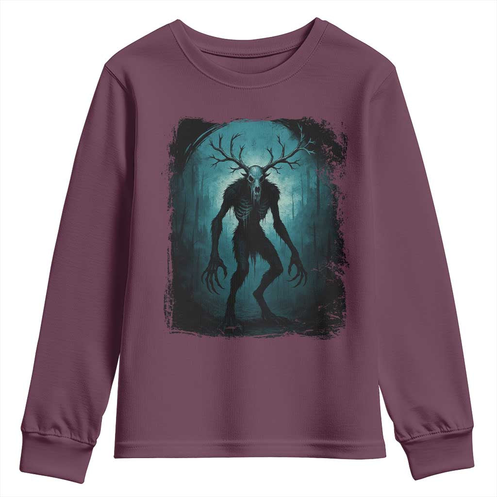 Wendigo Monster Skinwalker Mythical Cryptid Dark Forest Youth Sweatshirt - Wonder Print Shop