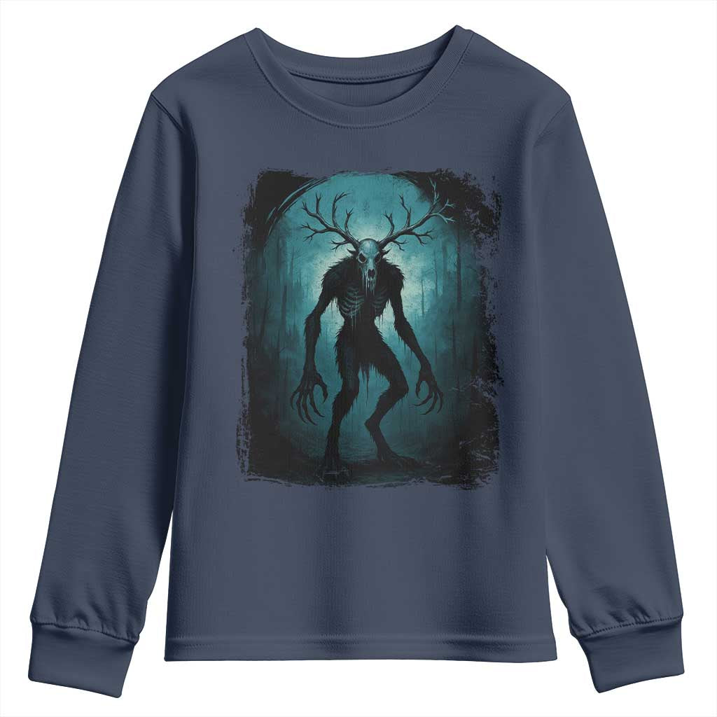 Wendigo Monster Skinwalker Mythical Cryptid Dark Forest Youth Sweatshirt - Wonder Print Shop