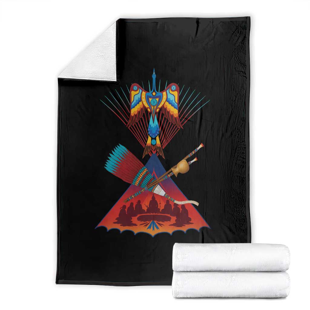 Native American Indigenous Heritage Peyote Water Bird Throw Blanket - Wonder Print Shop