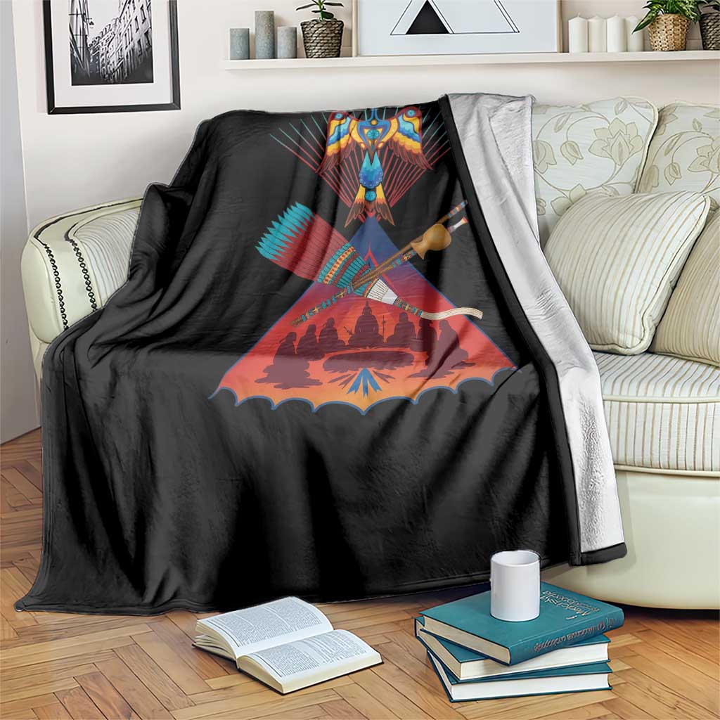 Native American Indigenous Heritage Peyote Water Bird Throw Blanket - Wonder Print Shop