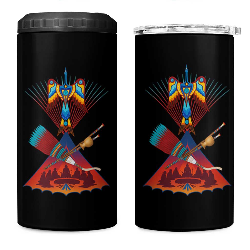 Native American Indigenous Heritage Peyote Water Bird 4 in 1 Can Cooler Tumbler - Wonder Print Shop