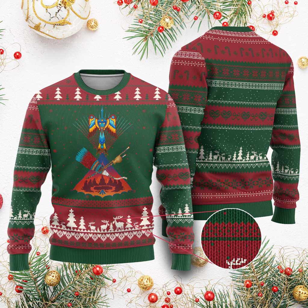 Native American Indigenous Heritage Peyote Water Bird Ugly Christmas Sweater - Wonder Print Shop