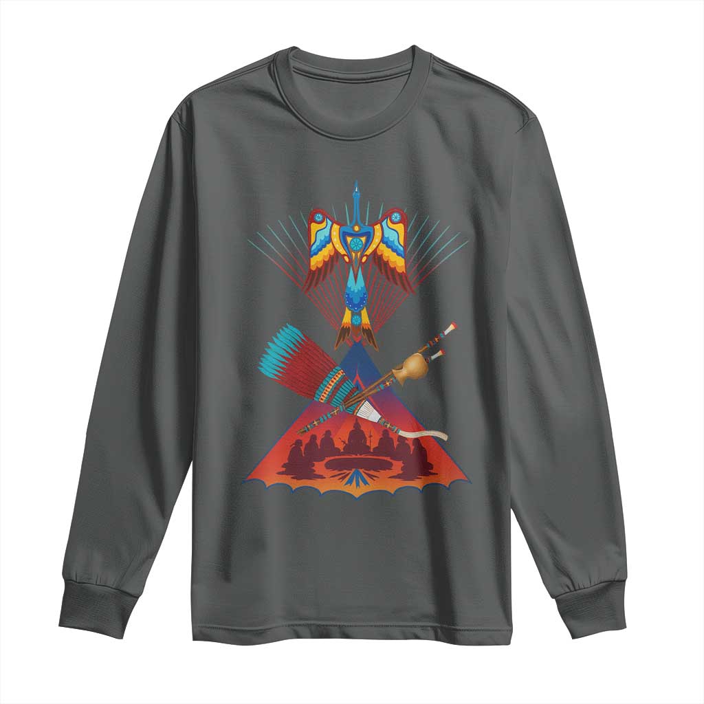 Native American Indigenous Heritage Peyote Water Bird Long Sleeve Shirt - Wonder Print Shop