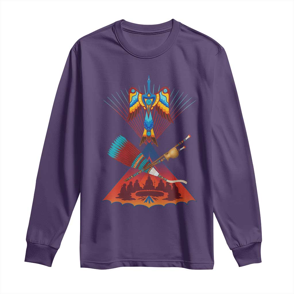 Native American Indigenous Heritage Peyote Water Bird Long Sleeve Shirt - Wonder Print Shop