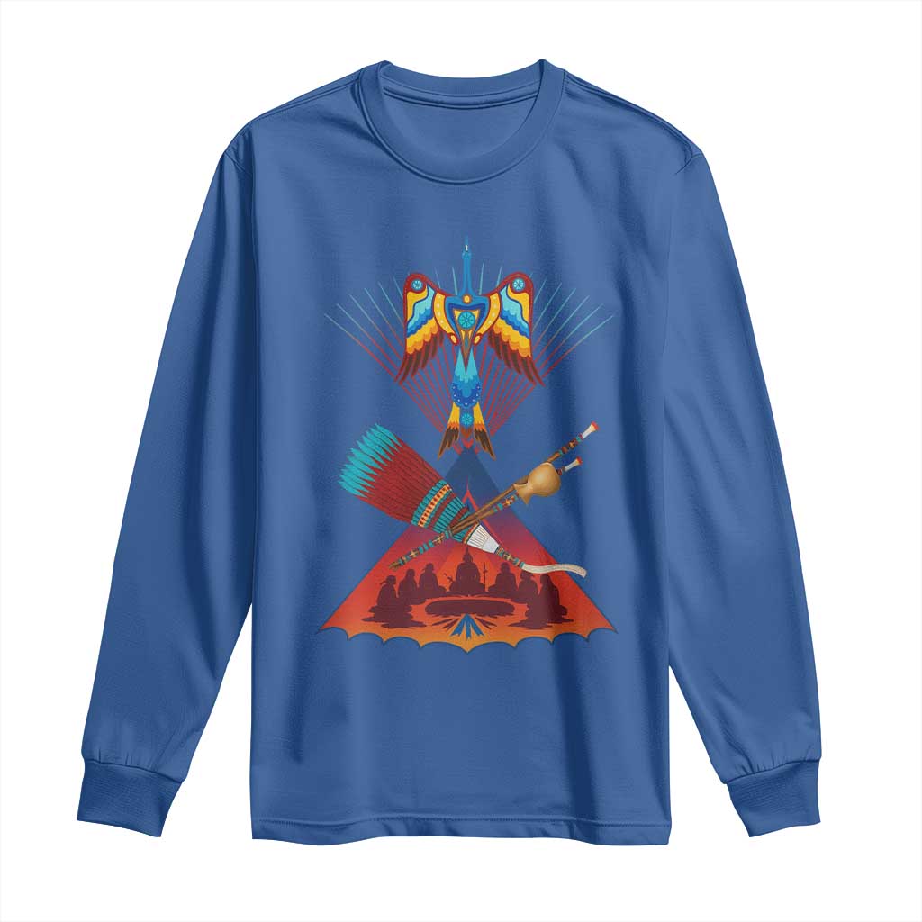 Native American Indigenous Heritage Peyote Water Bird Long Sleeve Shirt - Wonder Print Shop