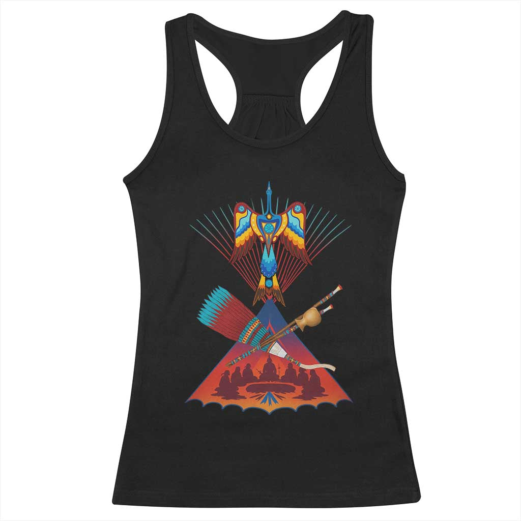 Native American Indigenous Heritage Peyote Water Bird Racerback Tank Top - Wonder Print Shop