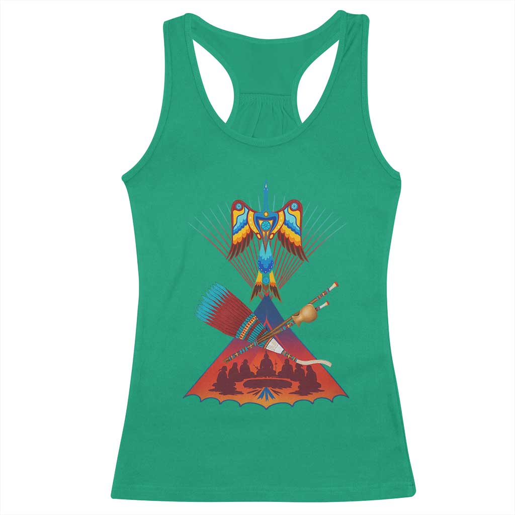 Native American Indigenous Heritage Peyote Water Bird Racerback Tank Top - Wonder Print Shop