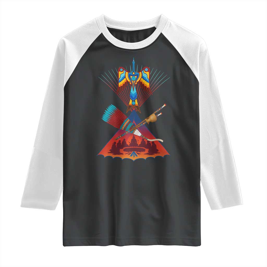 Native American Indigenous Heritage Peyote Water Bird Raglan Shirt - Wonder Print Shop