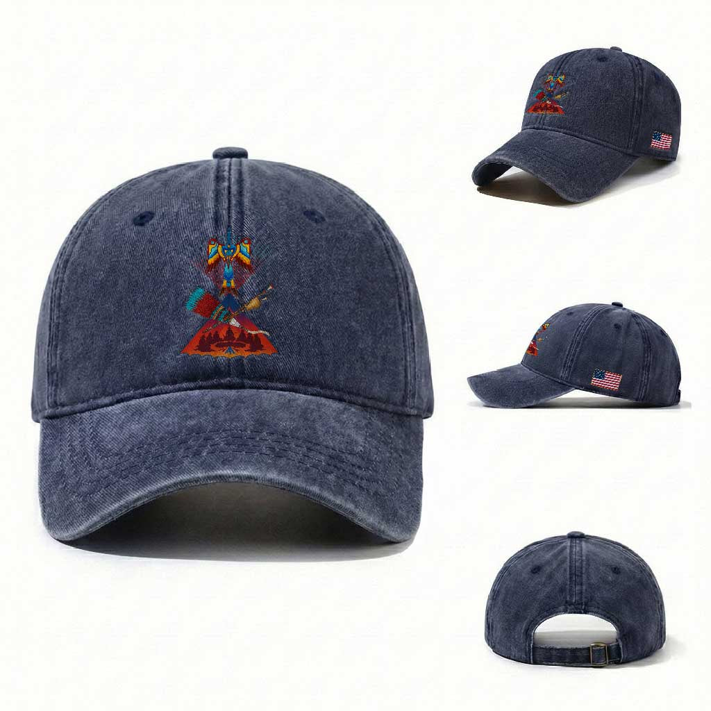 Native American Indigenous Heritage Peyote Water Bird Washed Cotton Baseball Cap