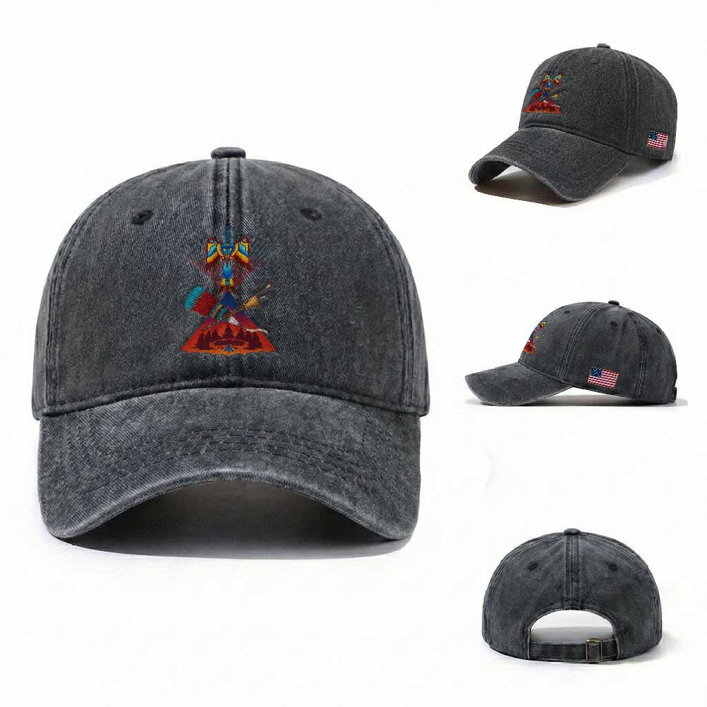 Native American Indigenous Heritage Peyote Water Bird Washed Cotton Baseball Cap