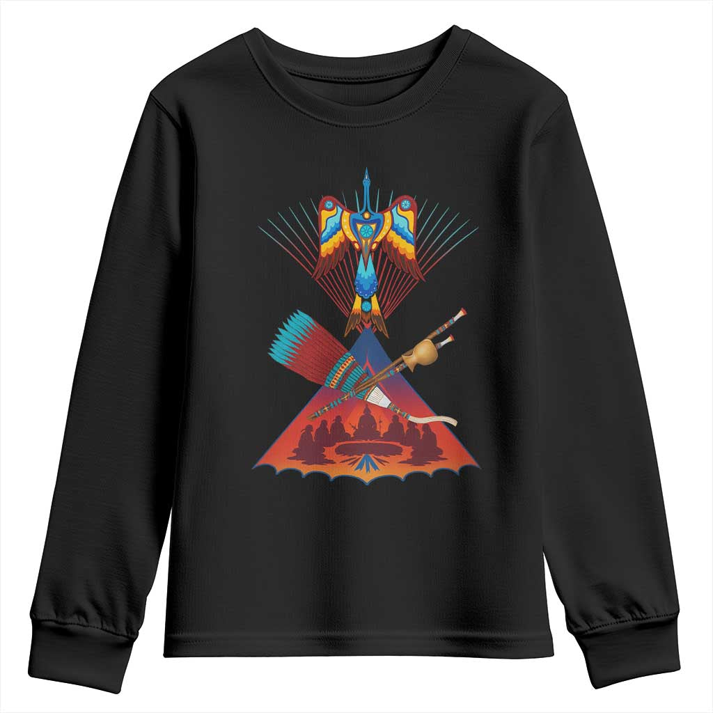 Native American Indigenous Heritage Peyote Water Bird Youth Sweatshirt - Wonder Print Shop