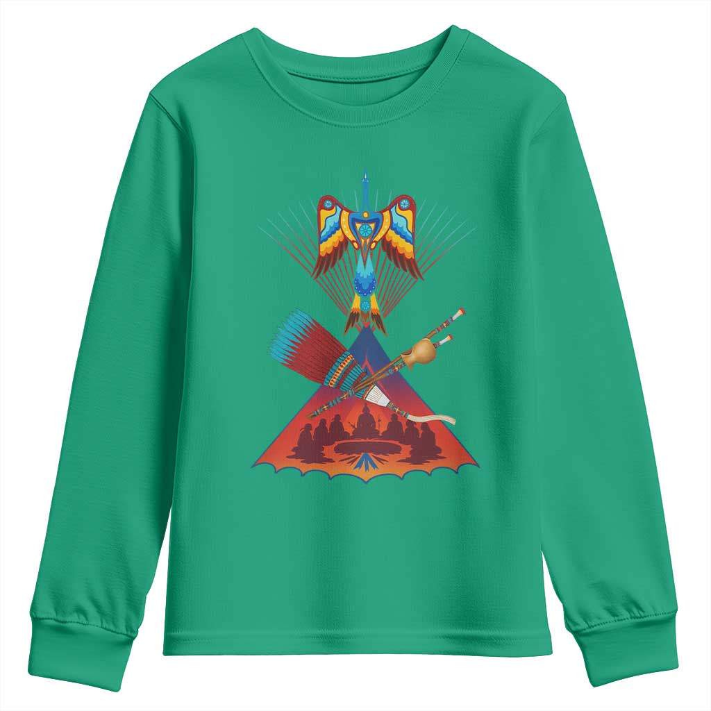 Native American Indigenous Heritage Peyote Water Bird Youth Sweatshirt - Wonder Print Shop