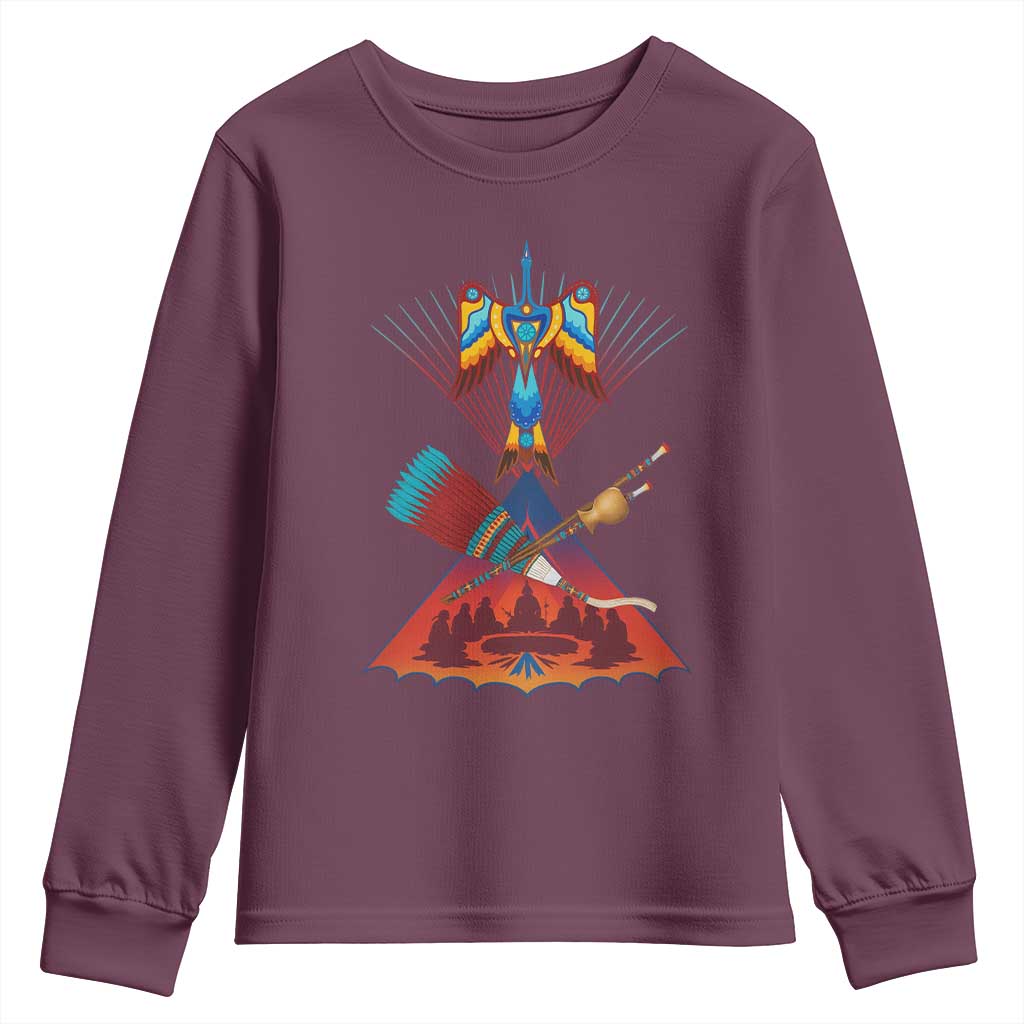 Native American Indigenous Heritage Peyote Water Bird Youth Sweatshirt - Wonder Print Shop