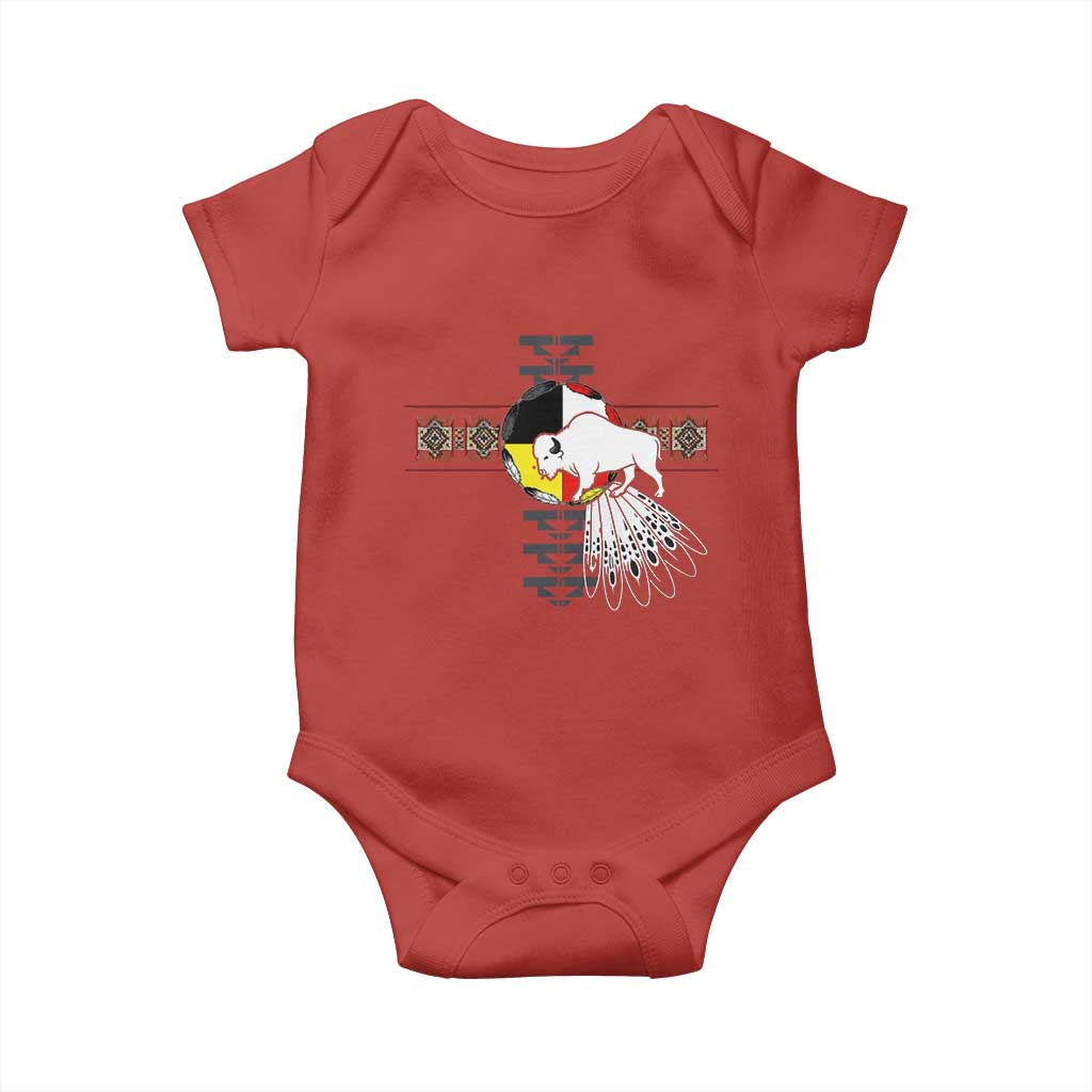 Native American White Buffalo Baby Onesie Seven Sacred Grandfather Teachings - Wonder Print Shop