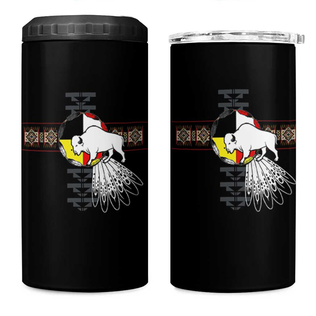 Native American White Buffalo 4 in 1 Can Cooler Tumbler Seven Sacred Grandfather Teachings - Wonder Print Shop