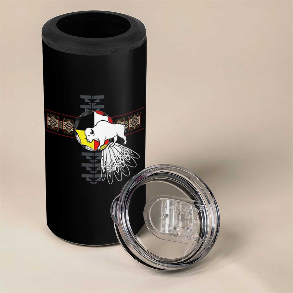 Native American White Buffalo 4 in 1 Can Cooler Tumbler Seven Sacred Grandfather Teachings - Wonder Print Shop