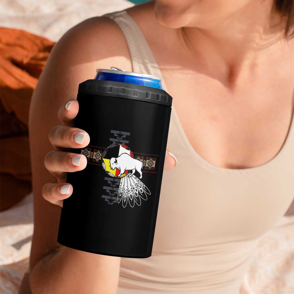 Native American White Buffalo 4 in 1 Can Cooler Tumbler Seven Sacred Grandfather Teachings - Wonder Print Shop