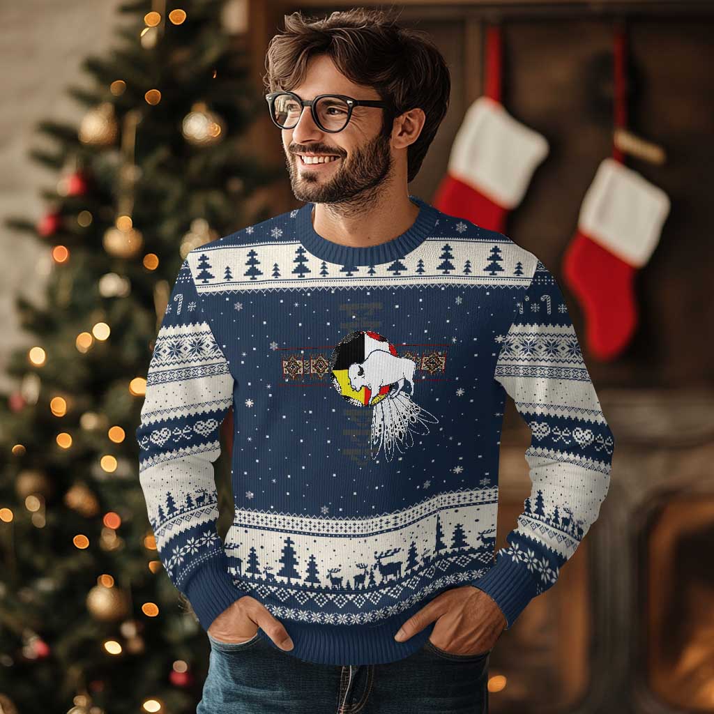 Native American White Buffalo Ugly Christmas Sweater Seven Sacred Grandfather Teachings - Wonder Print Shop