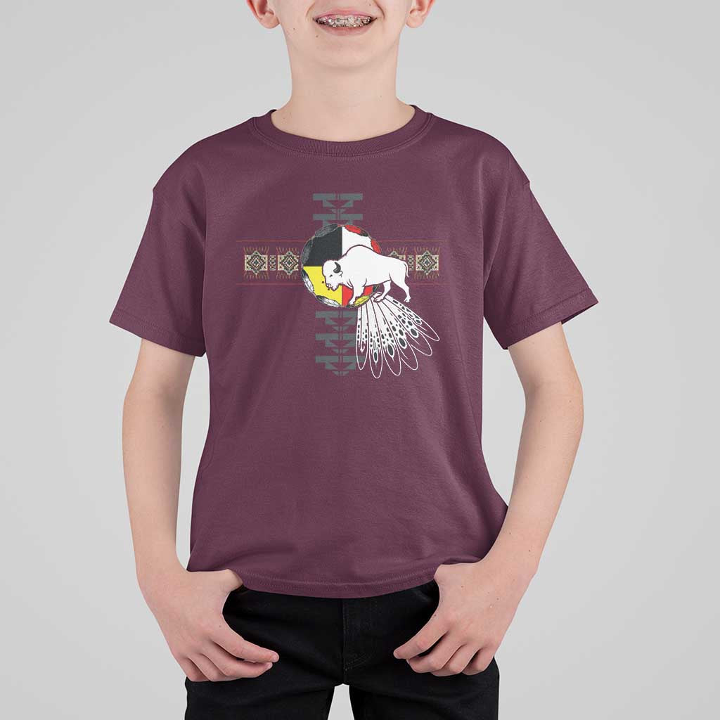 Native American White Buffalo T Shirt For Kid Seven Sacred Grandfather Teachings - Wonder Print Shop
