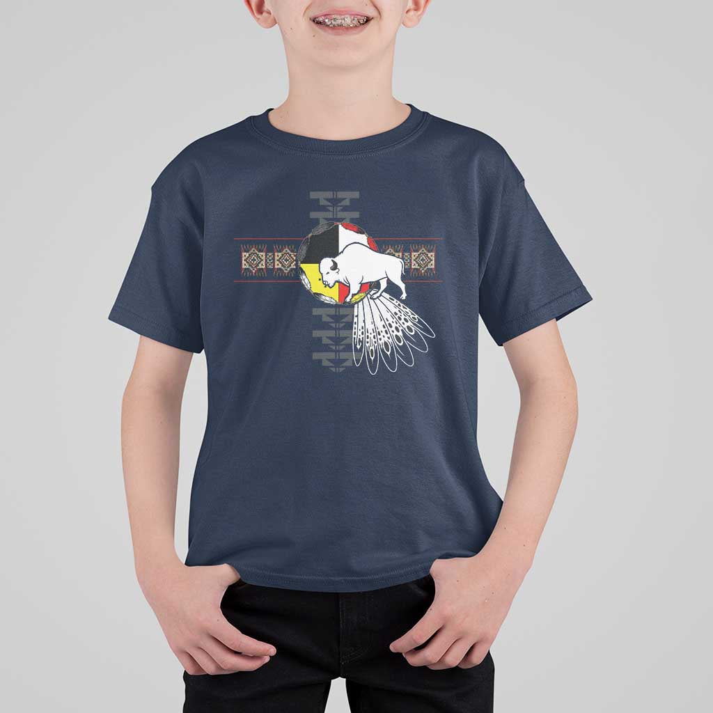 Native American White Buffalo T Shirt For Kid Seven Sacred Grandfather Teachings - Wonder Print Shop
