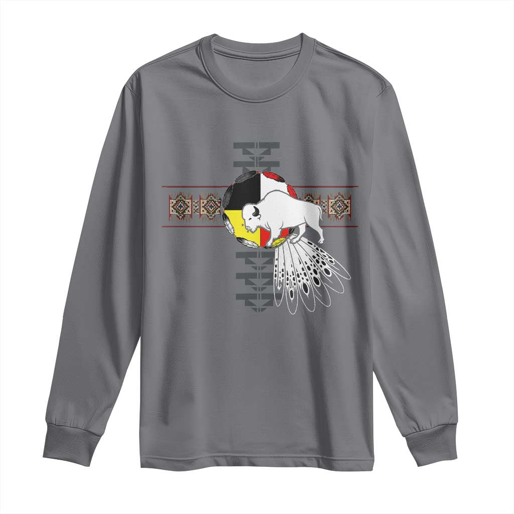 Native American White Buffalo Long Sleeve Shirt Seven Sacred Grandfather Teachings - Wonder Print Shop