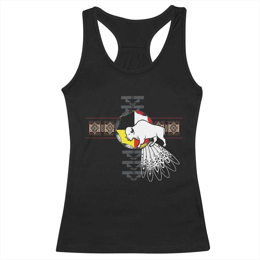 Native American White Buffalo Racerback Tank Top Seven Sacred Grandfather Teachings - Wonder Print Shop