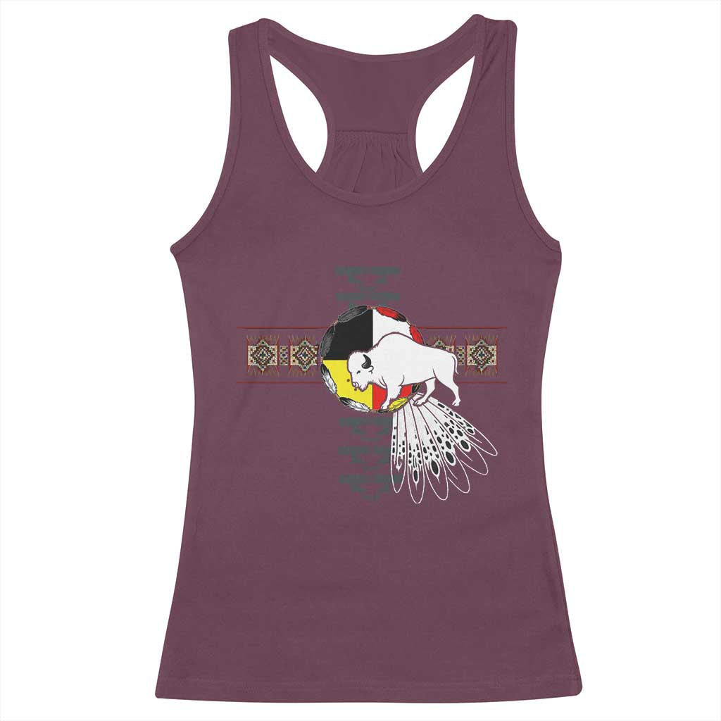 Native American White Buffalo Racerback Tank Top Seven Sacred Grandfather Teachings - Wonder Print Shop