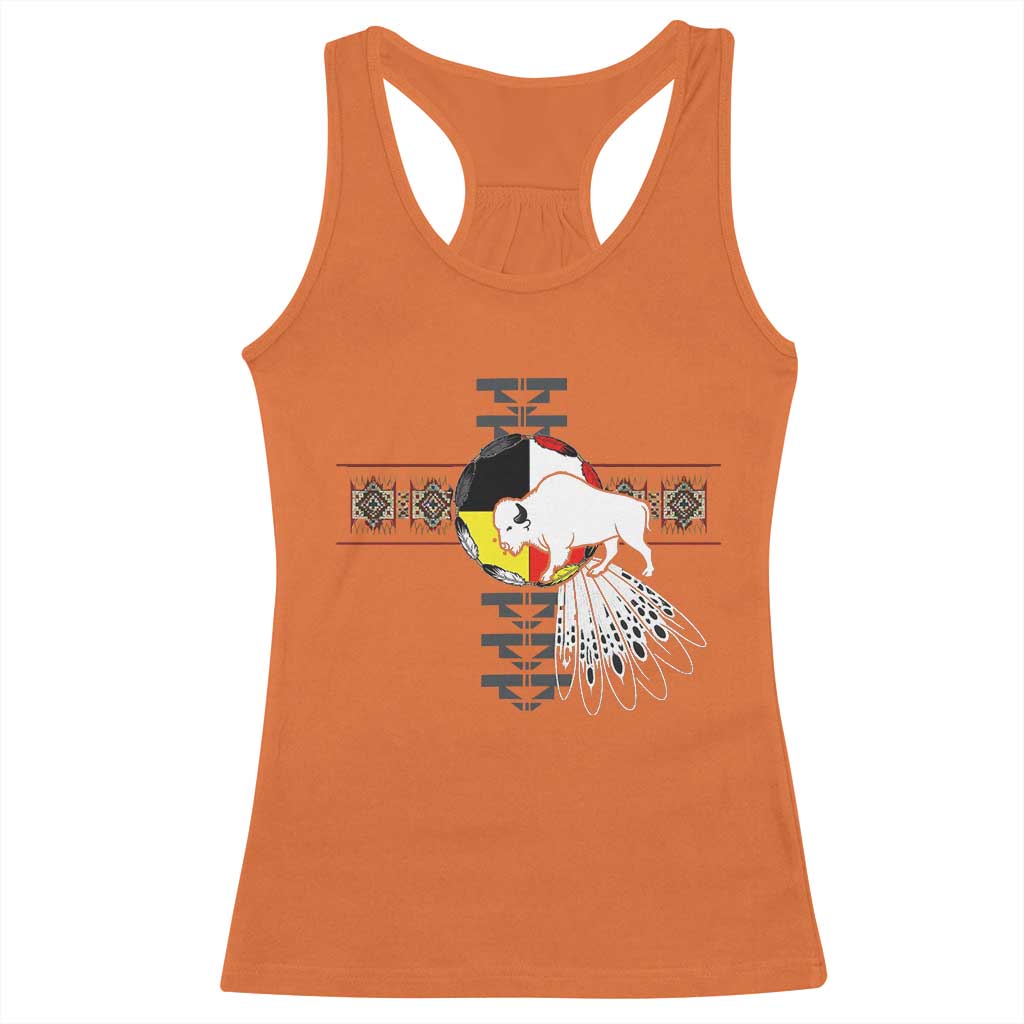 Native American White Buffalo Racerback Tank Top Seven Sacred Grandfather Teachings - Wonder Print Shop