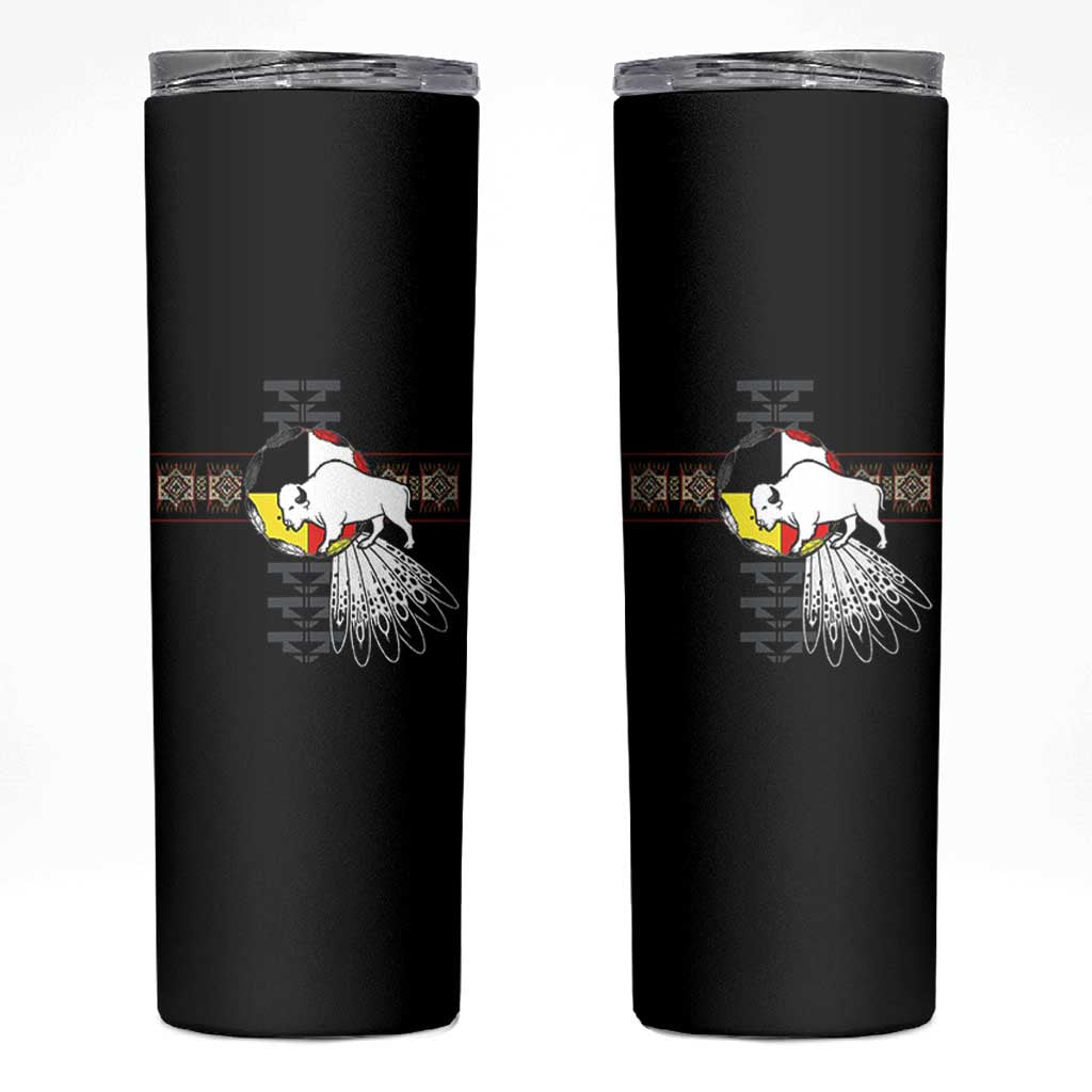 Native American White Buffalo Skinny Tumbler Seven Sacred Grandfather Teachings - Wonder Print Shop