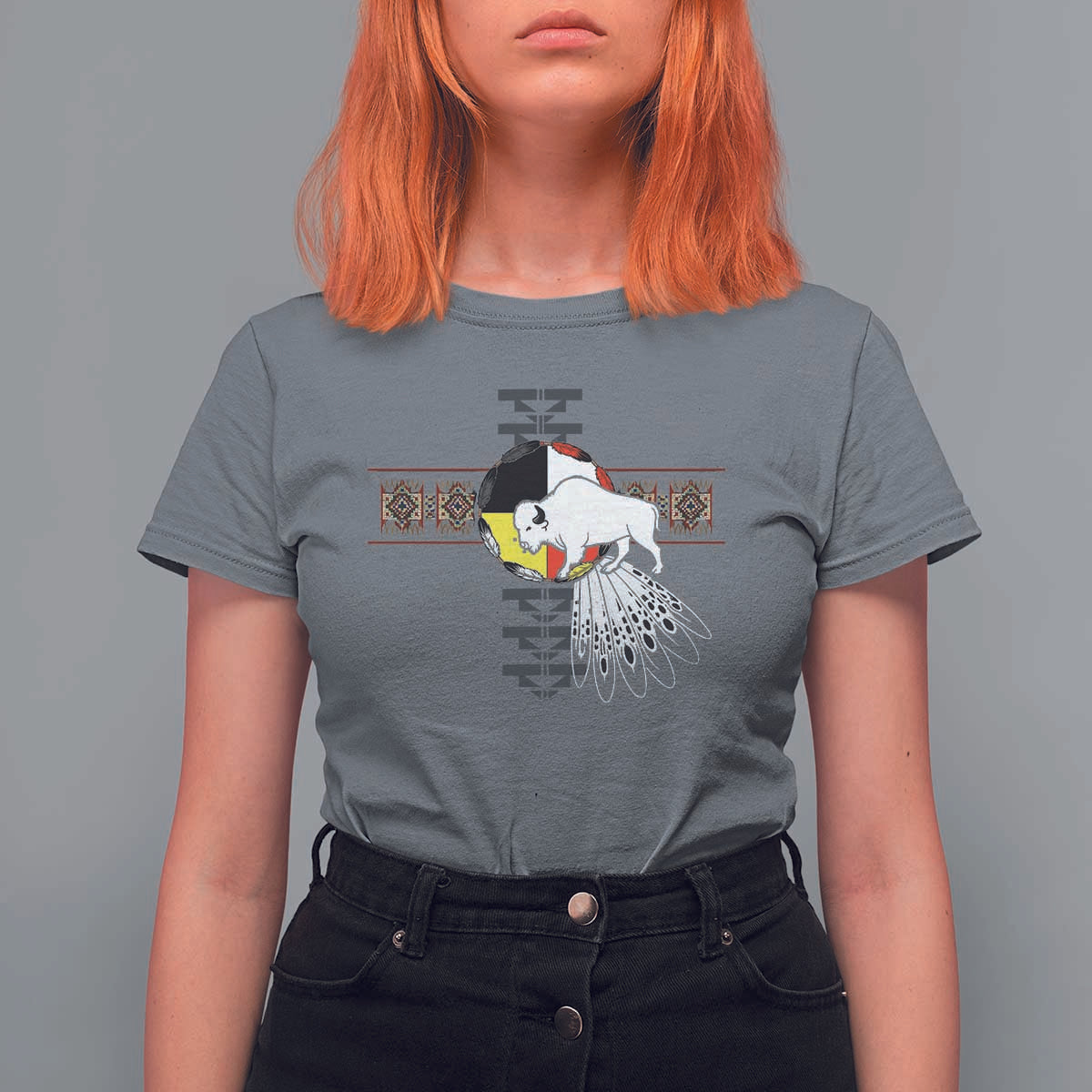 Native American White Buffalo T Shirt For Women Seven Sacred Grandfather Teachings - Wonder Print Shop