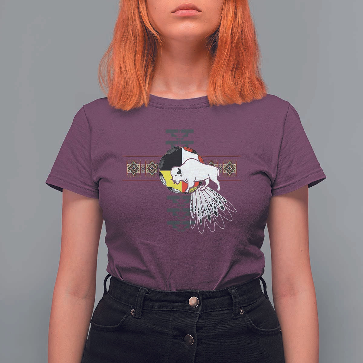 Native American White Buffalo T Shirt For Women Seven Sacred Grandfather Teachings - Wonder Print Shop