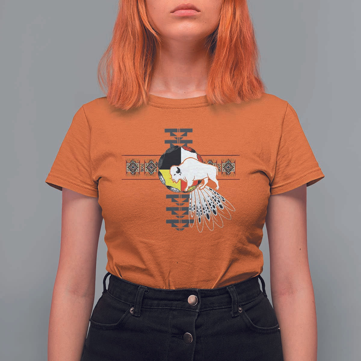 Native American White Buffalo T Shirt For Women Seven Sacred Grandfather Teachings - Wonder Print Shop