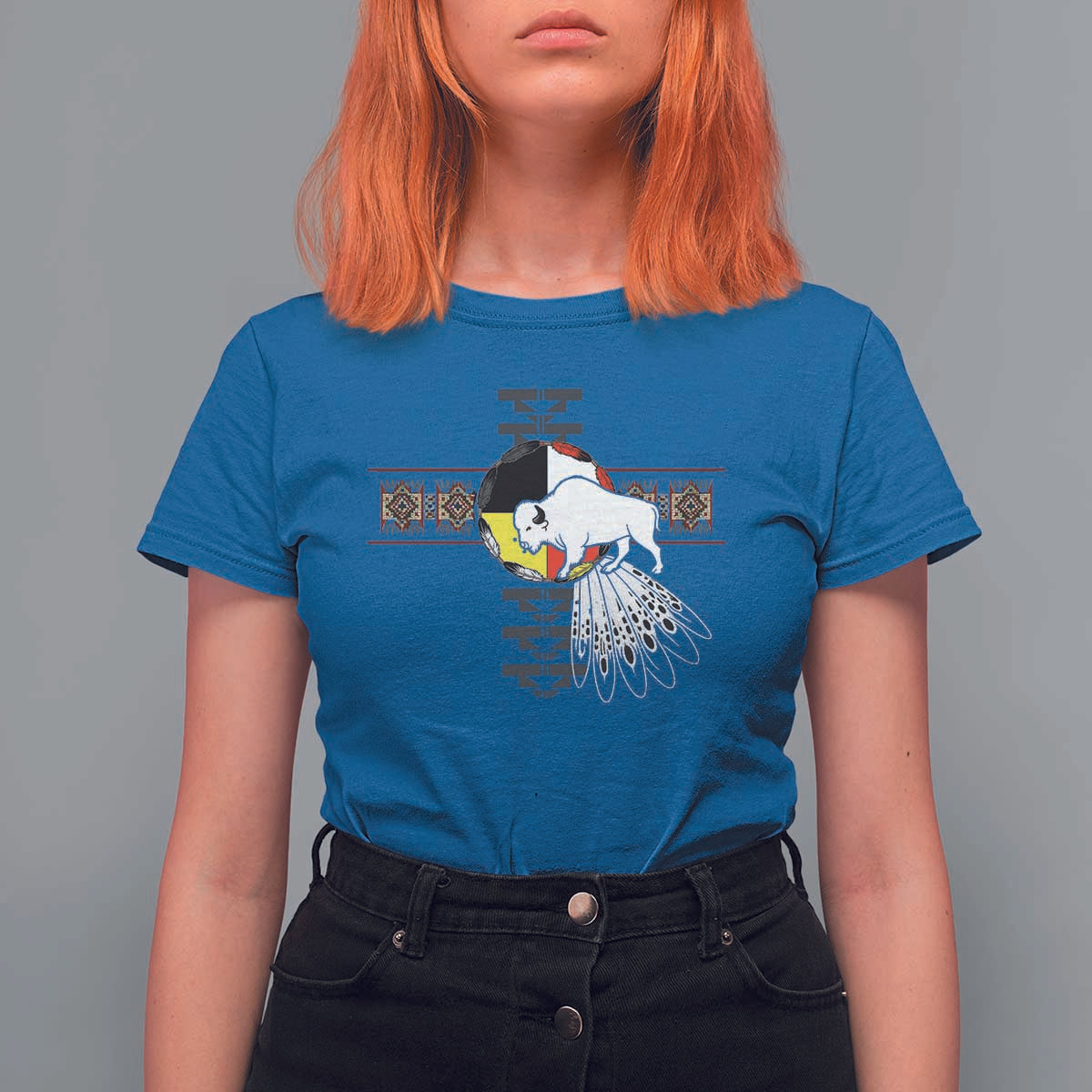 Native American White Buffalo T Shirt For Women Seven Sacred Grandfather Teachings - Wonder Print Shop