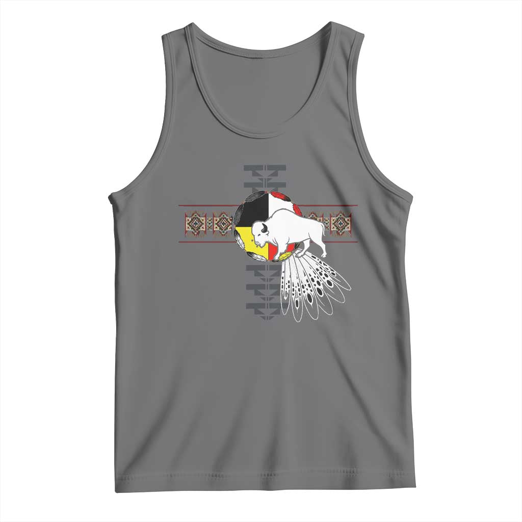 Native American White Buffalo Tank Top Seven Sacred Grandfather Teachings - Wonder Print Shop